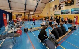 Włoszczowa 31 stycznia 2024r. Akcja oddawania krwi dla mateusza Śliwińskiego z Rząbca w hali OSiR.  12