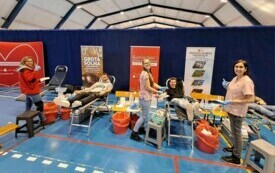 Włoszczowa 31 stycznia 2024r. Akcja oddawania krwi dla mateusza Śliwińskiego z Rząbca w hali OSiR.  22