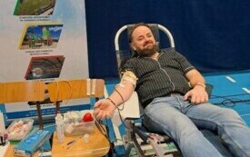 Włoszczowa 31 stycznia 2024r. Akcja oddawania krwi dla mateusza Śliwińskiego z Rząbca w hali OSiR.  31