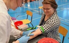 Włoszczowa 31 stycznia 2024r. Akcja oddawania krwi dla mateusza Śliwińskiego z Rząbca w hali OSiR.  32