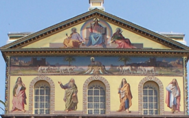 Dzieło z włoszczowskiego sanktuarium przypomina mozaikę bazyliki św. Pawła za Murami w Rzymie. 1