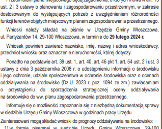 Zdjęcie do Przystąpienie do sprządzenia Miejscowego Planu Zagospodarowania Przestrzennego. Obwieszczenie Burmistrza Gminy Włoszczowa 