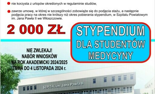 Zdjęcie do Stypendium dla przyszłych lekarzy.  Powiat wydłużył termin składania wniosk&oacute;w 