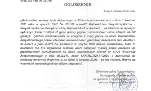 Zdjęcie do Ogłoszenie Sądu Rejonowego w Kielcach
