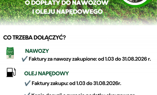 Zdjęcie do UWAGA, ROLNICY! RUSZYŁ NAB&Oacute;R WNIOSK&Oacute;W O DOPŁATY DO NAWOZ&Oacute;W I OLEJU NAPĘDOWEGO